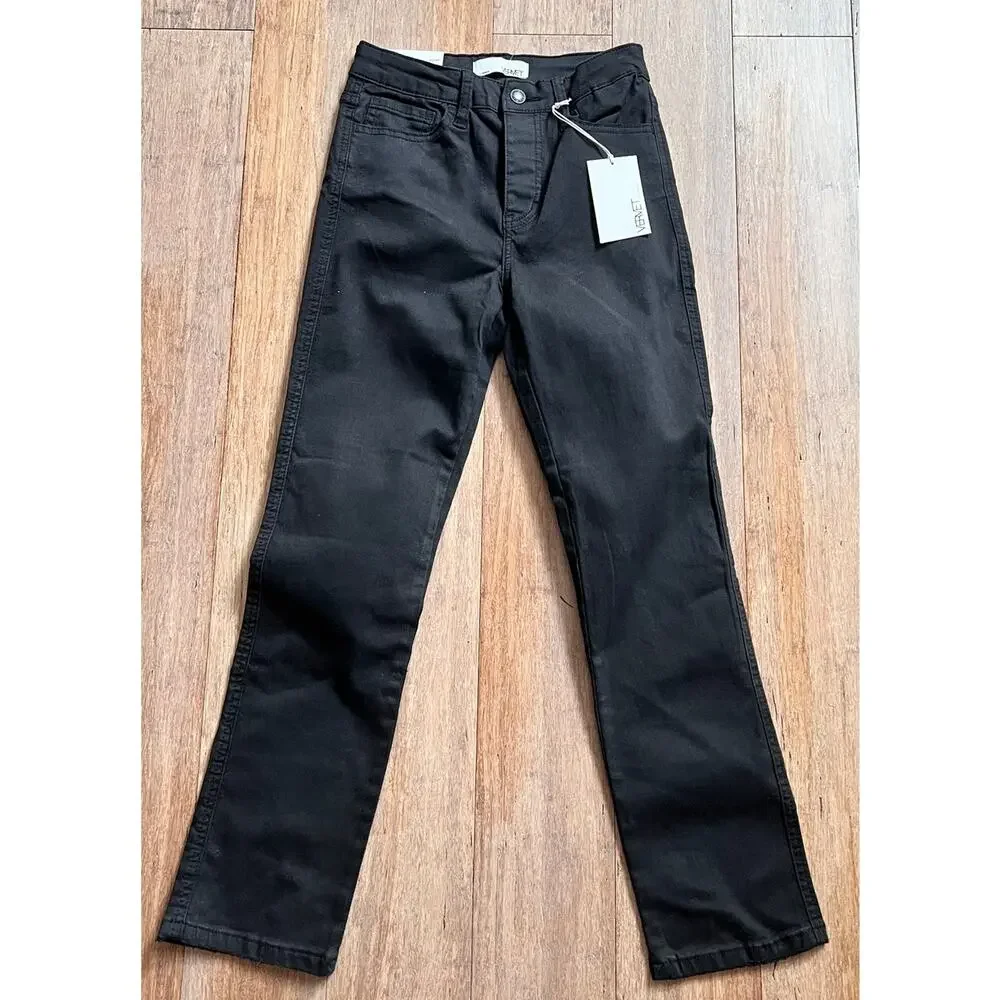Vervet Jeanne  High Rise Stretch Slim Ankle Black HiddenButton Fly Jeans Size 25